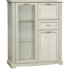 Шкаф комбинированный Олимп 32.09 сохо бетон пайн белый / Masa Decor бетон пайн белый / профиль бетон пайн белый патина / ДВПО белый / стекло Olimp