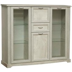 Шкаф комбинированный Олимп 32.07 сохо бетон пайн белый / Masa Decor бетон пайн белый / профиль бетон пайн белый патина / ДВПО белый / стекло Olimp
