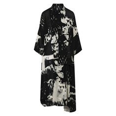 Платье из смеси вискозы и льна Yohji Yamamoto
