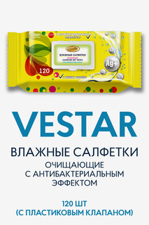 Влажные салфетки Vestar очищающие с антибактериальным эффектом 120 шт Finn Flare