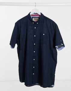 Рубашка с добавлением льна, карманом и воротником на пуговицах Duke-Темно-синий