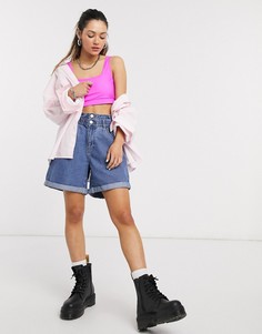 Синие джинсовые oversized-шорты в винтажном стиле Noisy May-Синий
