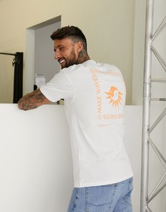 Белая свободная футболка с принтом на спине Jack & Jones Originals-Белый