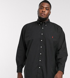 Черная поплиновая рубашка цвета хаки с логотипом Polo Ralph Lauren Big & Tall-Черный