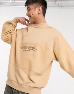 Фактурный oversized-свитшот с принтом на груди ASOS DESIGN-Бежевый