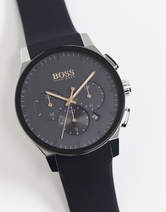 Черные часы с силиконовым ремешком BOSS 1513759-Черный