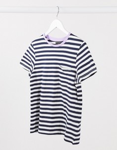 Футболка в темно-синюю полоску с окантовкой Brave Soul-Темно-синий