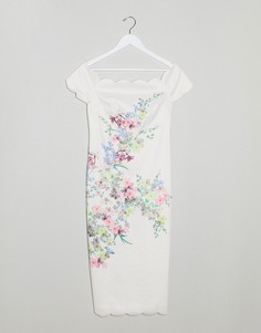 Облегающее платье миди цвета слоновой кости Ted Baker-Белый
