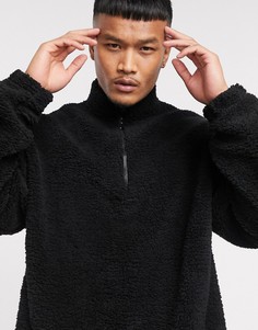 Черный плюшевый oversized-свитшот ASOS DESIGN