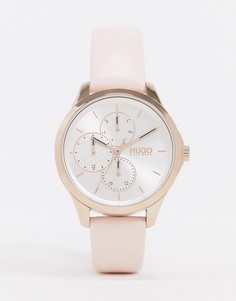 Часы с розовым кожаным ремешком HUGO 1540047-Розовый