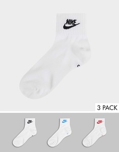 Набор из 3 пар белых носков до щиколотки Nike Everyday Essentials-Белый