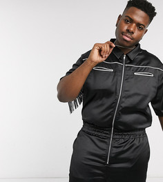 Короткий комбинезон в ковбойском стиле с бахромой ASOS DESIGN plus-Черный