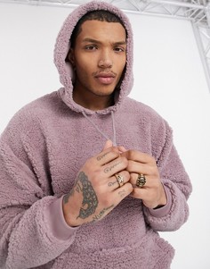 Худи в стиле oversized из искусственного меха фиолетового цвета ASOS DESIGN-Фиолетовый