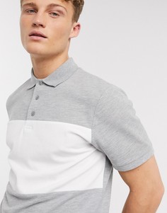 Серая футболка-поло с контрастной вставкой ASOS DESIGN-Серый