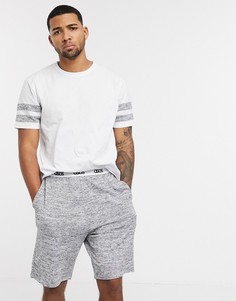Шорты и футболка с меланжевыми вставками и логотипом ASOS DESIGN-Белый