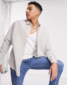 Oversized-рубашка в стиле 90-х в бежевую клеточку ASOS DESIGN-Бежевый