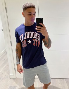 Темно-синий комплект для дома с футболкой и шортами ASOS DESIGN-Черный