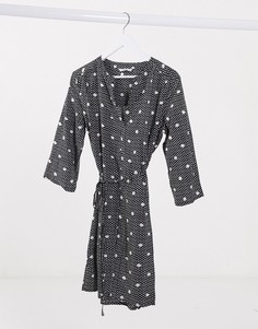 Платье в горошек с V-образным вырезом и поясом Only-Черный