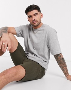 Серая плотная oversized-футболка из органического хлопка Selected Homme-Серый