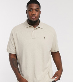 Бежевое поло классического кроя из ткани пике с логотипом Polo Ralph Lauren Big & Tall-Бежевый