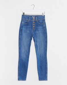 Синие джинсы скинни с завышенной талией Alice & Olivia Jeans-Синий