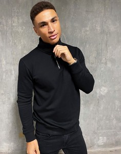 Черный джемпер с короткой молнией Burton Menswear