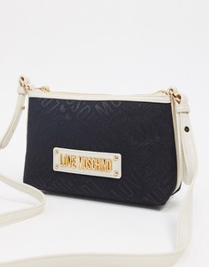 Жаккардовая сумка цвета слоновой кости через плечо с логотипом Love Moschino-Кремовый