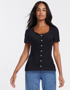 Футболка с пуговицами Brave Soul-Черный