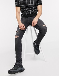 Черные джинсы скинни со рваными коленями ASOS DESIGN-Черный
