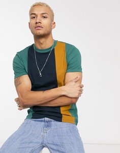 Футболка колор блок из органического хлопка ASOS DESIGN-Темно-синий