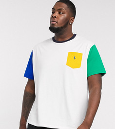 Футболка колор блок с карманом и логотипом Polo Ralph Lauren Big & Tall-Мульти