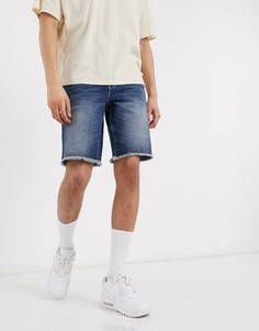 Темно-синие узкие джинсовые шорты с необработанными краями ASOS DESIGN - 12,5 унц-Синий