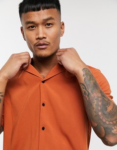 Светло-коричневая классическая рубашка из вискозы с отложным воротником ASOS DESIGN-Светло-коричневый