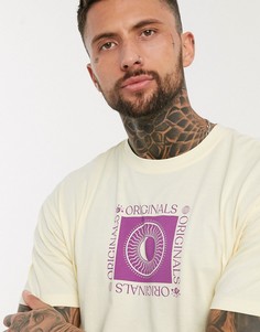 Свободная футболка лимонного цвета с принтом Jack & Jones Originals-Желтый