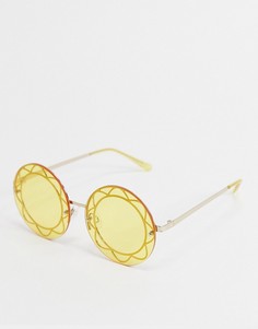 Желтые солнцезащитные очки в круглой оправе Jeepers Peepers x ASOS-Желтый
