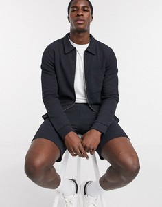 Темно-синяя рубашка навыпуск из пике с молнией Jack & Jones Premium-Темно-синий