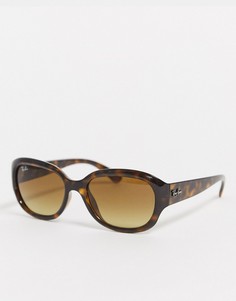 Солнцезащитные очки в круглой черепаховой оправе Ray Ban-Коричневый