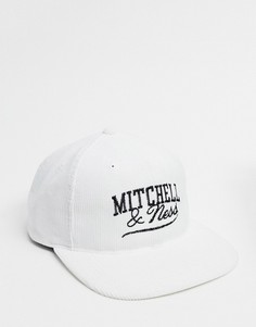 Белая вельветовая бейсболка Mitchell & Ness-Белый