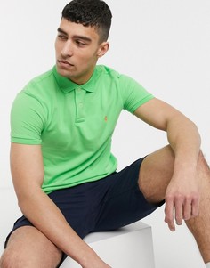 Узкое поло из пике лаймового цвета с логотипом Polo Ralph Lauren-Зеленый
