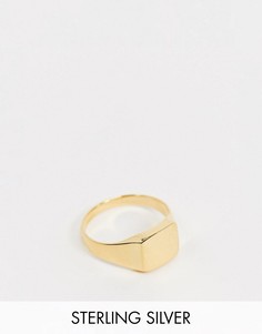 Покрытое 14-каратным золотом серебряное кольцо на мизинец ASOS DESIGN-Золотой