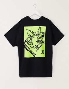 Футболка в стиле oversized с принтом волка HNR LDN-Черный Honour