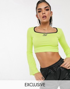Ярко-зеленый кроп-топ с квадратным вырезом Puma