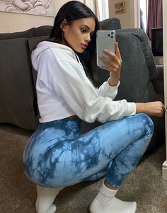 Леггинсы с принтом тай-дай ASOS DESIGN-Синий