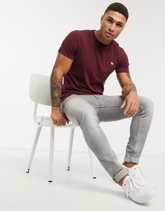 Бордовая футболка с круглым вырезом и логотипом Abercrombie & Fitch-Красный