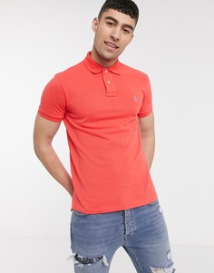 Красное узкое поло из пике с логотипом Polo Ralph Lauren-Красный