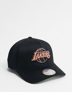 Черная бейсболка с оранжевой нашивкой Mitchell & Ness NBA LA Lakers 110-Черный