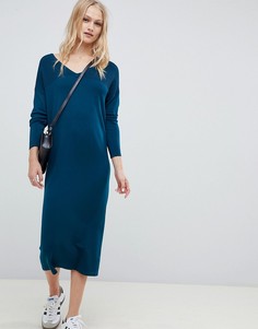 Платье-джемпер миди с V-образным вырезом ASOS DESIGN-Зеленый