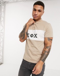 Поло в стиле колор блок с надписью ASOS DESIGN-Бежевый