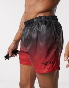 Черно-красные шорты для плавания с эффектом деграде HUGO-Черный