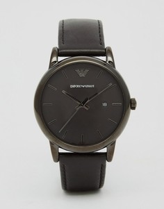 Черные часы с кожаным ремешком Emporio Armani AR1732-Черный